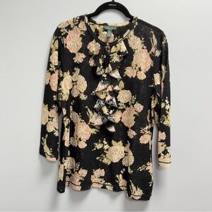 Lauren Jeans Co Ralph Lauren Floral Lace Ruffle Top XL